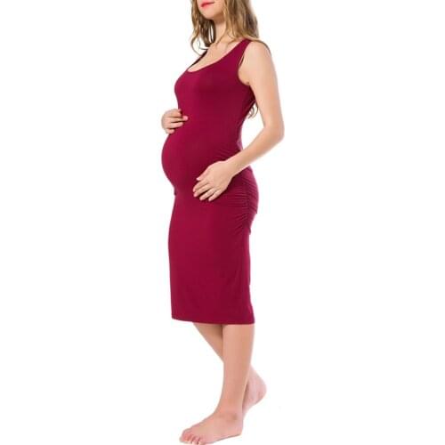 Maternity Sleeveless Dress Pregnant Women Mom Pregnancy Clothing Ruched Solid Dresses Maternity Pregnant Clothes Dropshipping