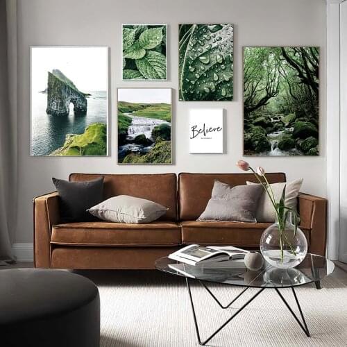 Forest Nature Poster Landscape Canvas Painting Green Plant Leaf Wall Art Print Nordic Wall Art Picture Mordern Living Room Decor