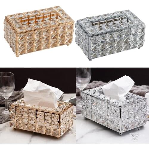 Luxury Crystal Tissue Box Covers Napkin Paper Holder Organizer