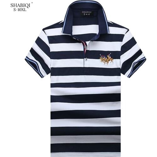 2019 Summer SHABIQI Embroidered Lapels Polo Shirt Men Short Sleeve Casual Men Shirts Loose Polo Homme Cotton Mens Polos 5XL-10XL