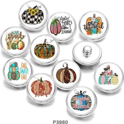 Thanksgiving Painted Stainless steel Glass Cabochons snaps button jewelry Phase Box 20mm Earring CP3980