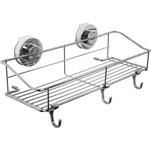 Stainless Steel Storage Rack with Vacuum Soap Holder Wall Mounted Hollow Out Soap Container Rustproof