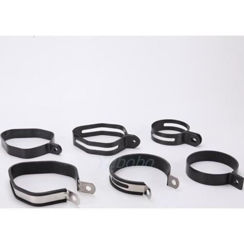 Universal 51mm 60mm Motorcycle Exhaust Pipe Clamp Fixed Ring Support Bracket Muffler Escape Moto Carbon Fiber Circle Holder