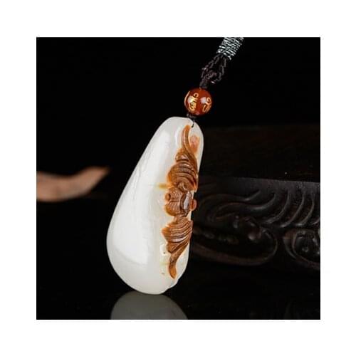 High grade Hetian jadees animal white jades bat Necklace Charm Birthday Gift