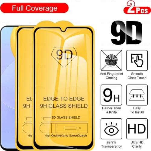 2Pcs 9D Full Cover Tempered Protective Glass For VIVO Y31 2021 Phone Screen Protector Glasses V21 Y20 Y30 Y11 V20 Se V17 Neo Pro