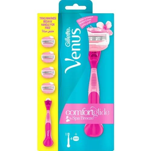 Gillette Venus Comfortglide Spa Breeze Womens Shaver+4 Replacement Razors Shaving blades Safety razor Straight razor For Women