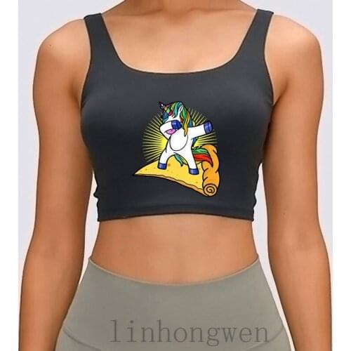 Unicorn Surf On Pizza Fast Food Women Tank Top Interesting Customize Authentic Natural Letters Size Over Size S-XL Summer