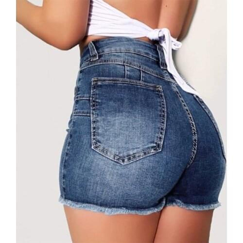 Women High Waisted Broken Denim Shorts Korean Fashion Ripped Jeans Lady Slim Fit Jeans Slim Fit Hotpant Vaqueros Mujer #T1Q
