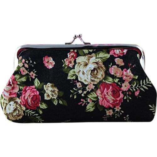 Women Coin Purse Girls Wallets Bag Ladies Retro Design Flower Small Wallet Hasp Purse Clutch Bag Bolsa 1.28