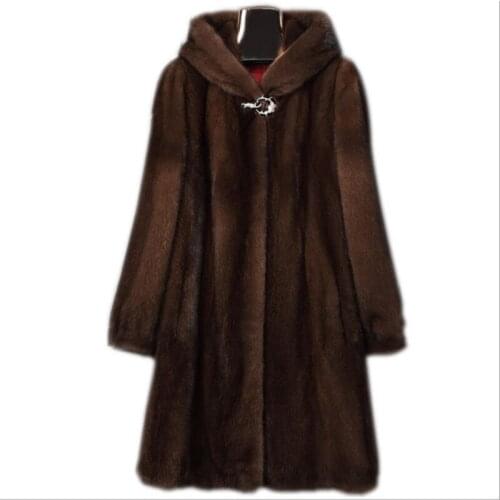 Mink Coats Women 2019 new Faux Fur Coat female temperament fashion long black hooded jacket 6xl plus size women teddy coat