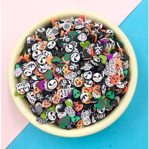 100g Colorful Halloween Ghost Bat Slices Polymer Clay Sprinkles for Slime Filling Accessories DIY Nail Art Decoration