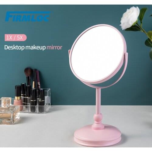 2-Face Rotatable Desktop Compact Makeup Mirror 5X Magnifying make-up Mirror Round Shape Desktop Vanity design Mirror Double Side