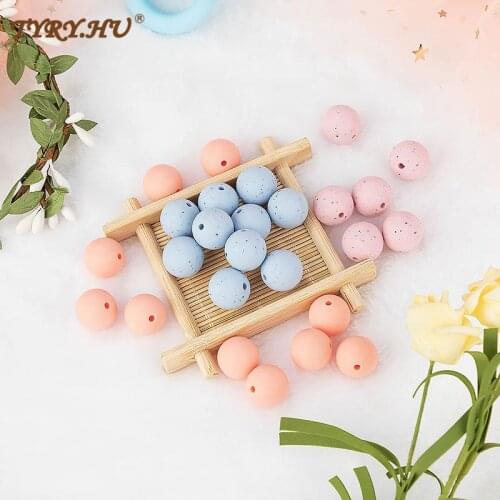 TYRY.HU 20PC 12/15mm Silicone Round Beads Grantie Sesame Beads Food Grade BPA Free Silicone Teether Toys For Baby Pacifier Chain