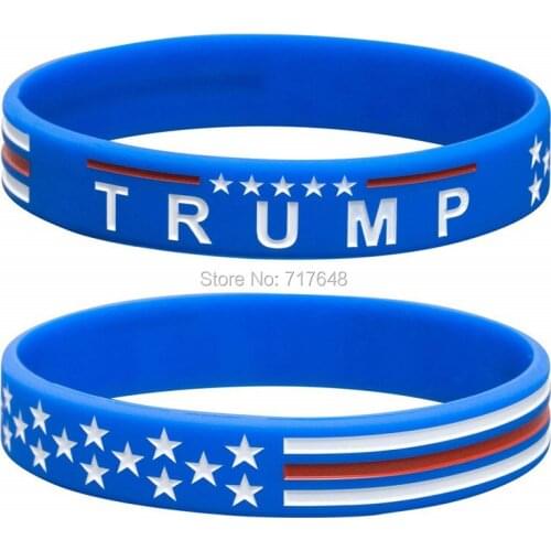 30pcs USA Trump with USA Flag for President 2020 wristband silicone bracelets rubber cuff bangles free shipping by epacket A
