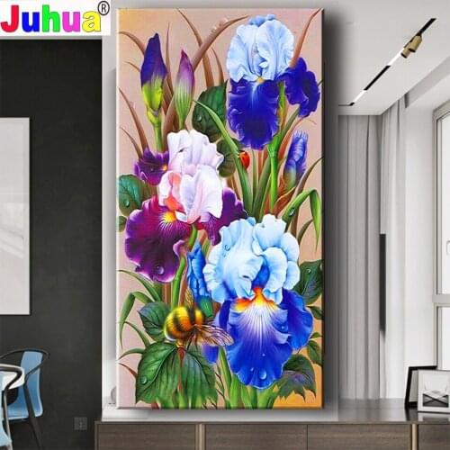 5D Diamond Embroidery DIY full circle square diamond painting cross stitch Blue iris round diamond embroidery Flower home decor