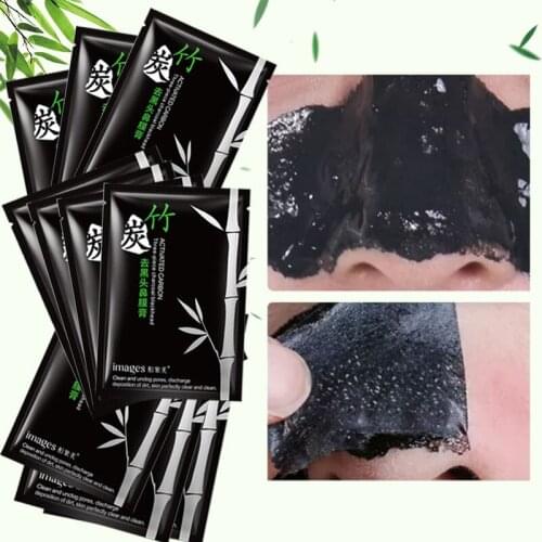 Bamboo Charcoal Removes Blackhead Mask Sticker Cleaner Nasal Cream Cleanses Acne-Remover Skin Care Oil Tightens Skin 6g*10pcs