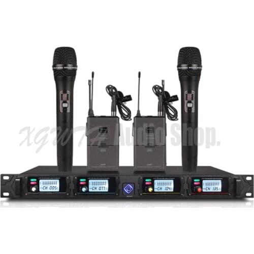 Wireless Microphone System Professional UHF Channels Dynamic Microphone 4 Karaoke Recording Studio Equipment Microphone