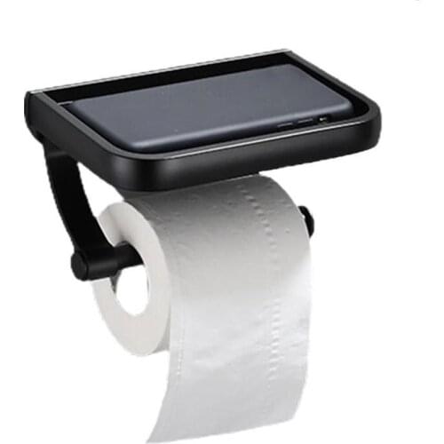 Stainless Steel Toilet Paper Holder With Shelf Aluminum Alloy Wall Mounted Towel Holder Toilet Roll Holder For Home Organization