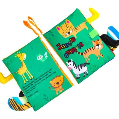 Baby Toys Early Development Cloth Books Learning Education Animal Tails Book Infant Rattles