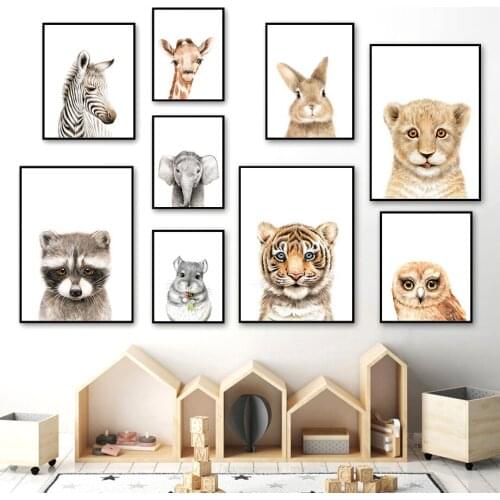 Childhood Lion Tiger Zebra Totoro giraffe Wall Art Canvas Painting Nordic Posters And Prints Wall Pictures Baby Kids Room Decor