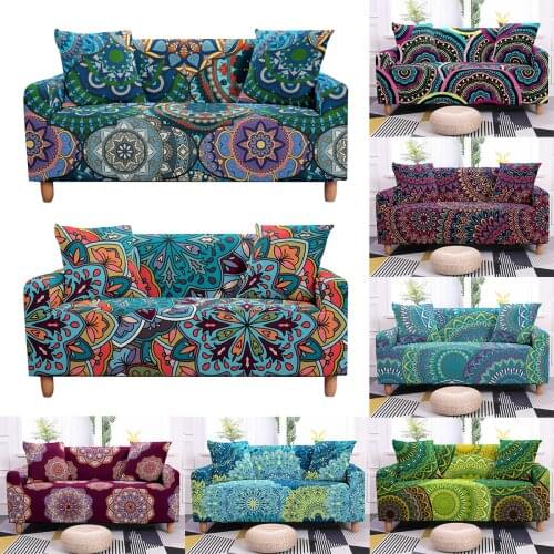 Mandala Elastic Sofa Covers For Living Room Modern Sectional Corner Sofa Cover Adjustable Slipcovers Couch Cover Chair Protector