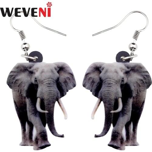 WEVENI Acrylic Elegant Walking Elephant Earrings New Long Dangle Drop Wild Jungle Animal Jewelry For Women Girl Bijoux Dropship