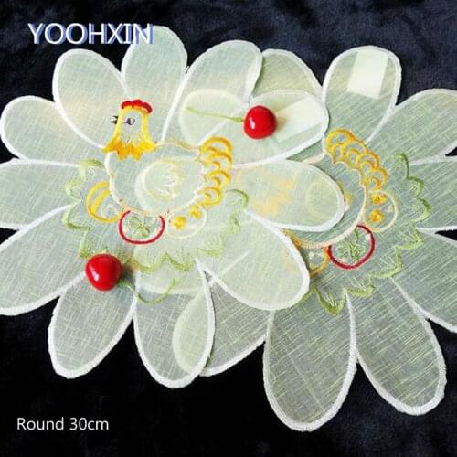 Europe cartoon embroidery lace table place mat pad cloth cup Easter coaster placemat mug coffee tea doily kitchen tableware