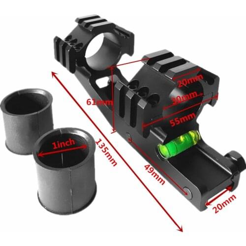 25.4mm/30mm Scope Mount Three Side Dual Ring Heavy Duty Riflescope Mount with Spirit Bubble Level w/ 1" Adapter for 20mm Rail