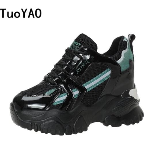 New Spring Chunky Sneakers 9CM Women Autumn Thick Bottom Platform Sneakers Height Increasing Sport Dad Shoes Woman Casual Shoes