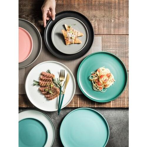 Nordic matte ceramic tableware creative western steak pasta plate home white dinner plates living room fruit salad plate