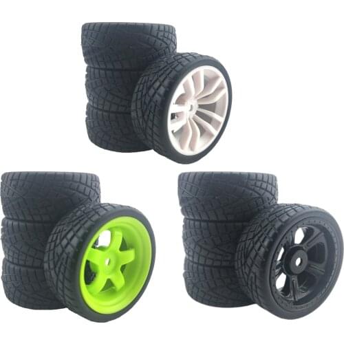 Pack of 4 1/10 RC Car Wheel Rims Tires Replace Parts for Tamiya 94123