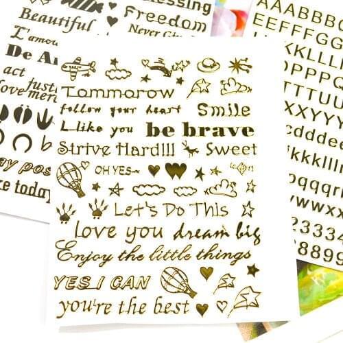 JF051 DIY Letter Nail Stickers Gold Paste UV Resin Filling Decoration For Epoxy Silicone Mold Jewelry Making Craft Accessories