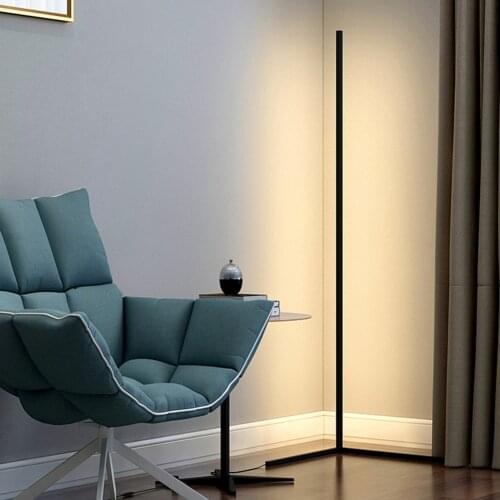 Nordic LED Floor Lamp Modern Simple Warm White Corner Rod Light for Living Room Bedroom Interior Atmosphere Standing Indoor