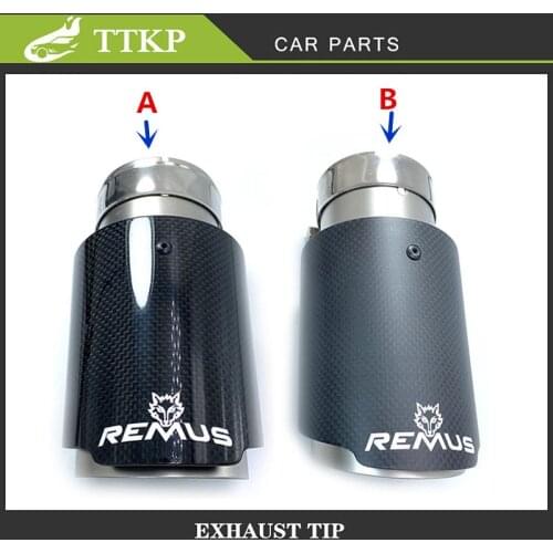 Remus Muffler Nozzles 1 Pcs Air Inlet 54MM Outlet 76MM Glossy/Matt Carbon Fiber Exhaust Pipe Universal Stainless Muffler Tip