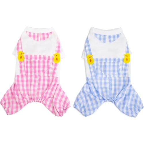 New Plaid Dog Cat Jumpsuit Romper Chick design Cat Puppy Shirt Pants Spring/Summer Clothes 5 Sizes