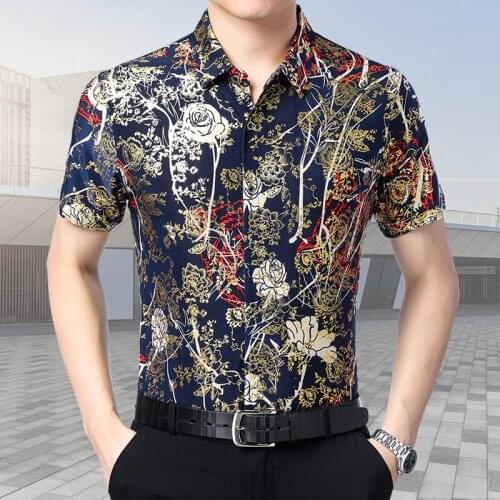 Summer New Arrival Floral Printed Shirts Male Casual Fashion Printing Short Sleeve Shirts Free Shipping