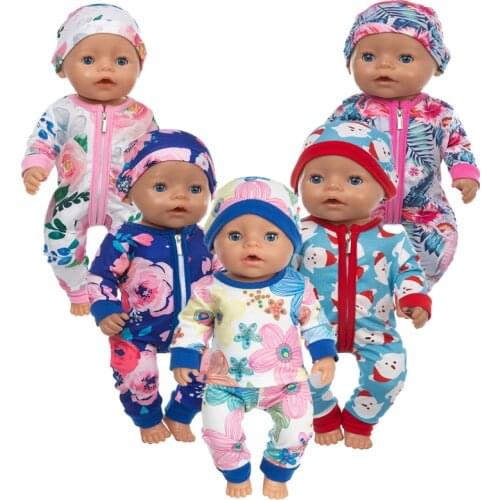 New Jumpsuit+Hat Suit Fit 17inch 43cm Doll Clothes Born Baby Suit For Baby Birthday Festival Gift