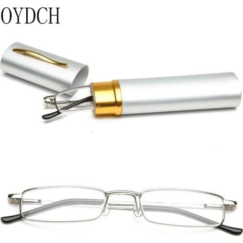 Mens Portable Pen Holder Reading Glasses Ladies Ultra Light Compact Metal Reading Glasses
