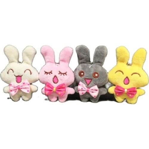 Wholesale 100pcs/lot 9CM Rabbit With Bow Plush Stuffed Animal Toy Key Chain Gift Pendant Rabbits Plush Toy