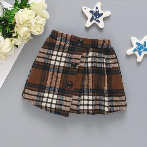 2021 Autumn Winter Baby Girl Skirts Childrens New Style Baby Girl Irregular Stitching Plaid Skirt College Style Pleated Skirt
