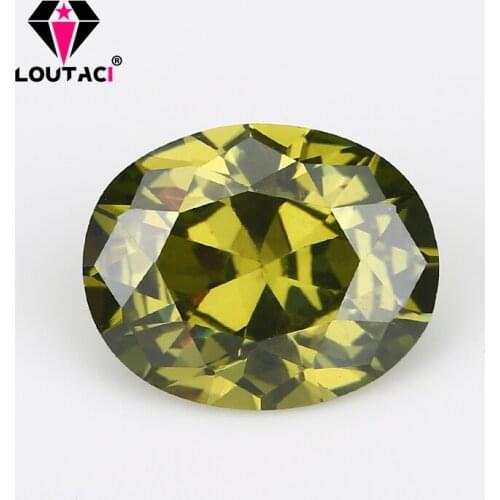 LOUTACI Oval Olive Green Brilliant Cut 5A Cubiz Zirconia Big Size 8x12--13x18mm
