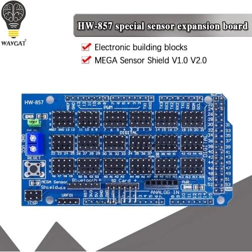 For Arduino MEGA Sensor Shield V1.0 V2.0 Dedicated Expansion Development Board MEGA 2560 Sup IIC Bluetooth SD Robot Parts DIY