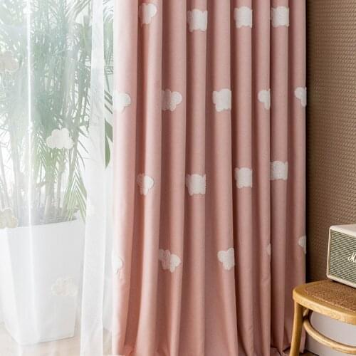 Nordic Simplicity and WarmthCartoon Pink Simple Cloud Embroidery Curtains for Bedroom Living Room Kid Girl Room Childrens Room