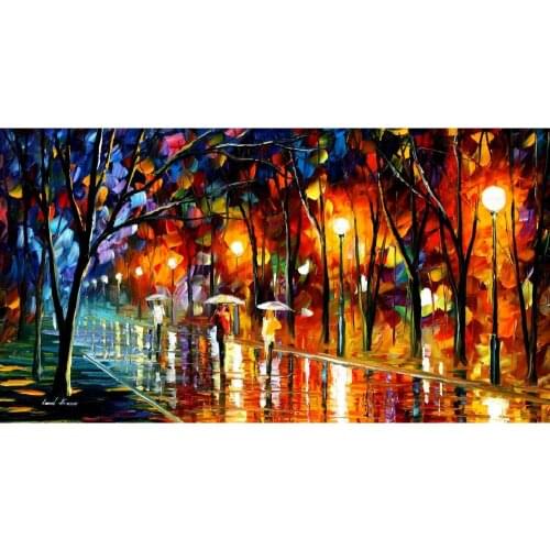 Modern art landscape evening rain in the park palette knife oil painting High quality Hand painted home decor