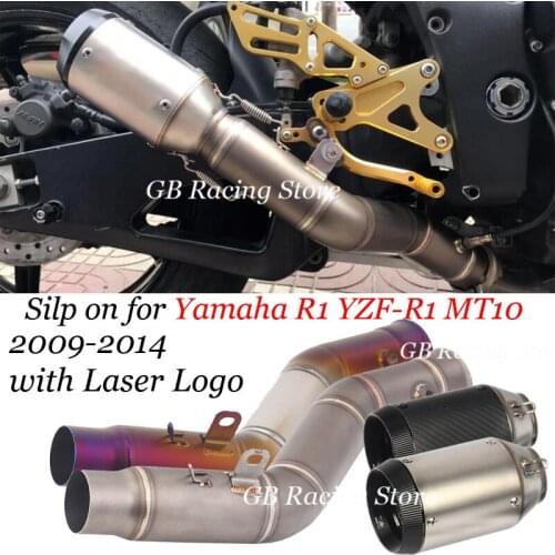 Motorcycle Middle Link Pipe Exhaust Muffler Tube Side Set System Silp on for Yamaha R1 YZF-R1 MT10 2009 2010 2011 2012 2013 2014