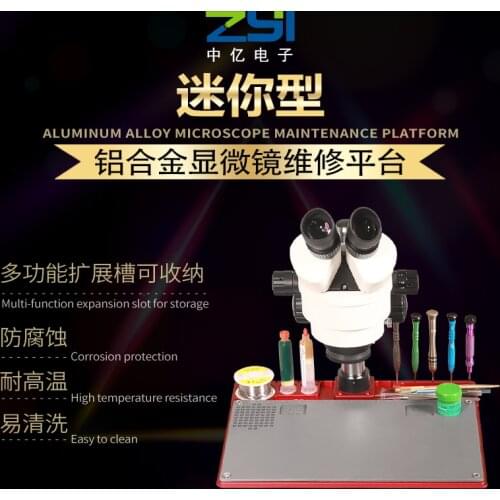 Universal Aluminum Alloy Microscope Base Maintenance Platform with Heat-resistant Insulation Working Mat Soldering Repair Pad