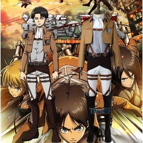 STOCK Amine Game Attack On Titan Levi·Ackerman Cosplay Costume Full Set Sizes XS-XXXL 2021 New