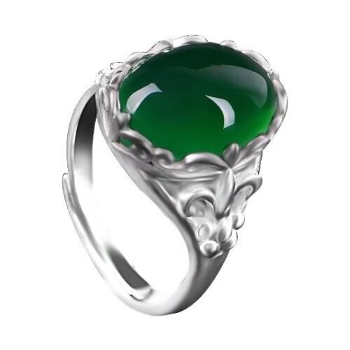 Vintage Opening Adjustable Green Onyx Rings Womens Fashion Zircon Carnelian Jewelry Wedding Ring Memorial Day Gift