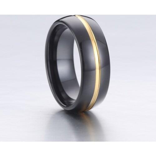 Top Quality Custom Black Gold Filled Tungsten Carbide rings for men 8mm Alliances wedding jewelry finger mens ring Wholesale