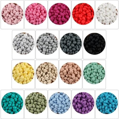 Kovict 100/200PCS 14mm Silicone Abacus Beads Multi Color Lentil Eco-Friendly Beads DIY Pacifier Chain Nursing Baby Teether Toys